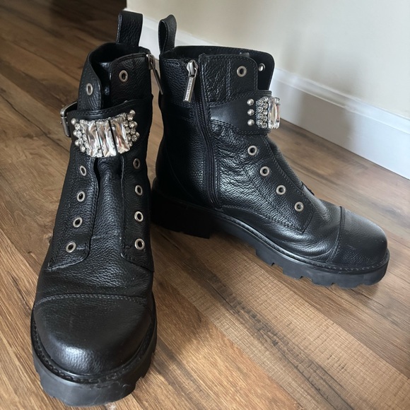 Karl Lagerfeld Black Rhinestone Boots - Picture 1 of 5